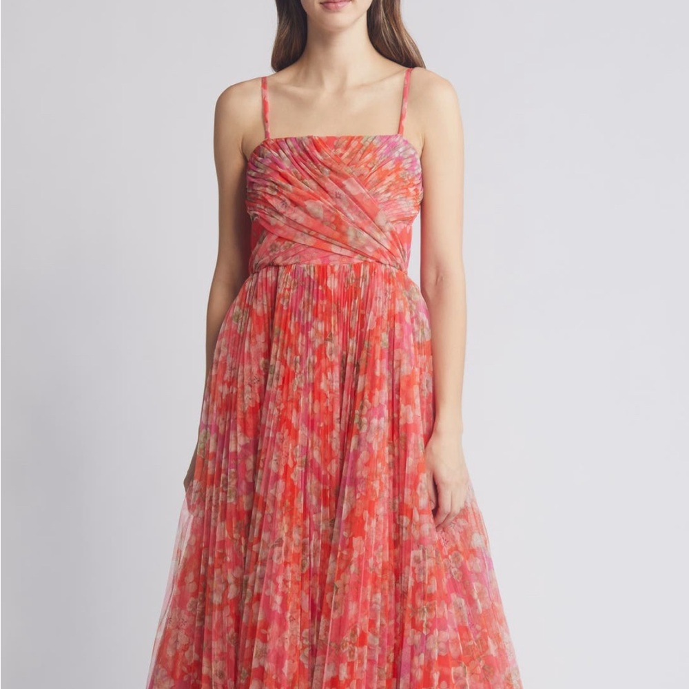 HUTCH QUINN PLEATED MIDI COCKTAIL DRESS